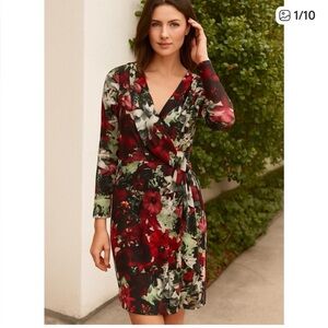 Tristan Black and Red Floral Wrap Dress